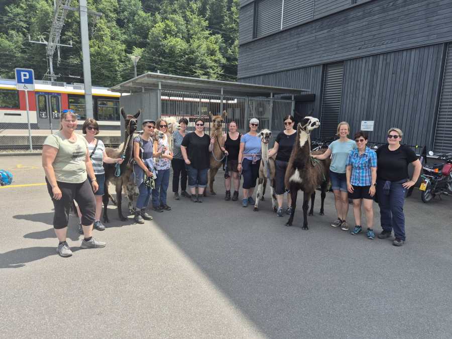 Die Akkordeonie beim Vereinsausflug, Gruppenbild im Freien
